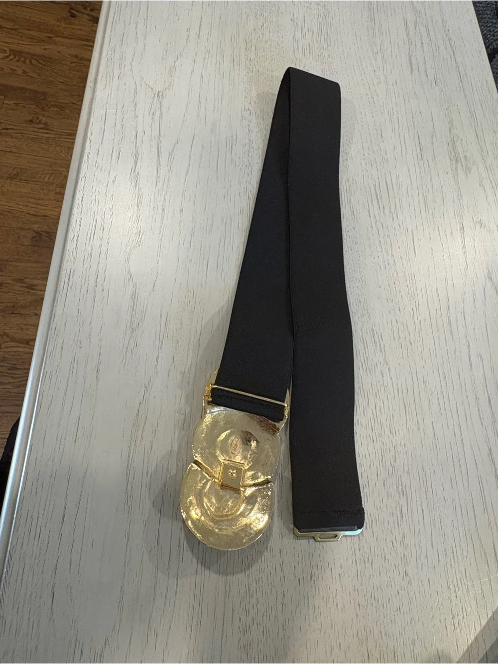 Vintage Nani Lewis Gold and Black Triple Medallion Stretch Waist Belt